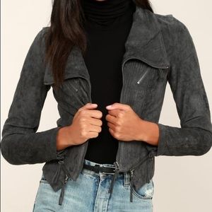 Lulus ready for anything gray suede moto jacket